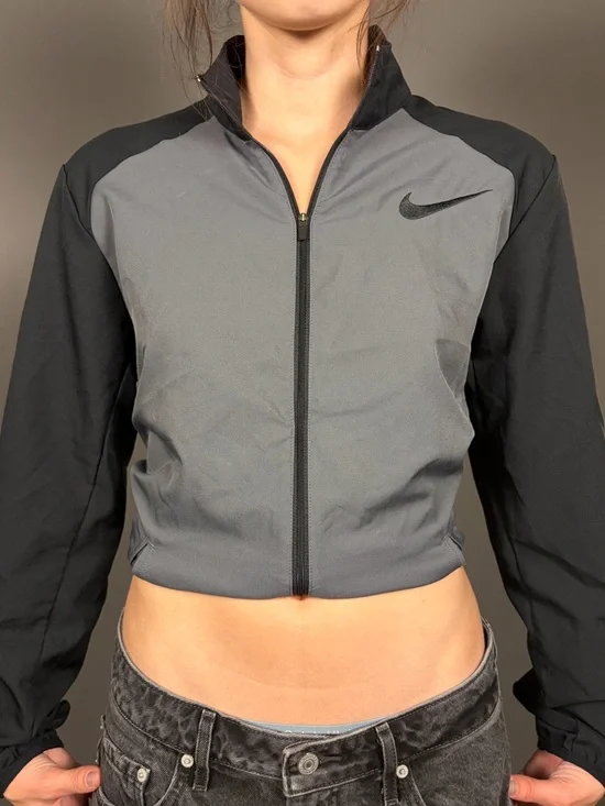 Nike Black & Gray Cropped Track Jacket - Picture 1 of 4